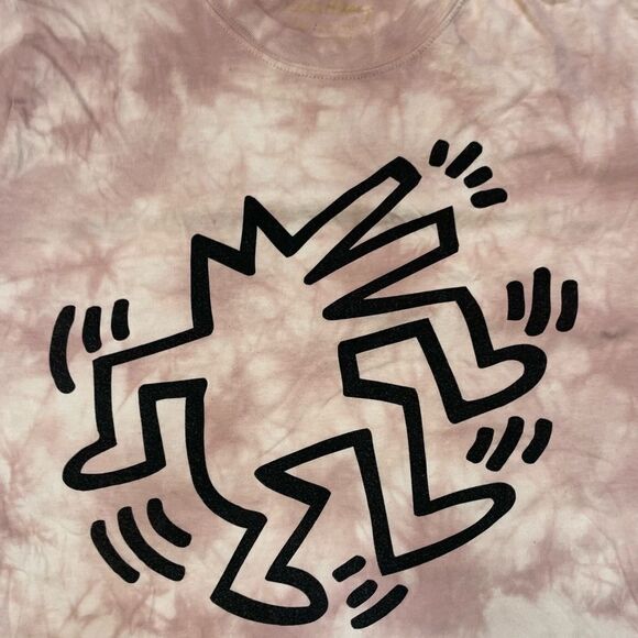 Keith Haring Art Graphic T-shirt Women Medium Pink Tie Dye Short Sleeve Music - Picture 2 of 5